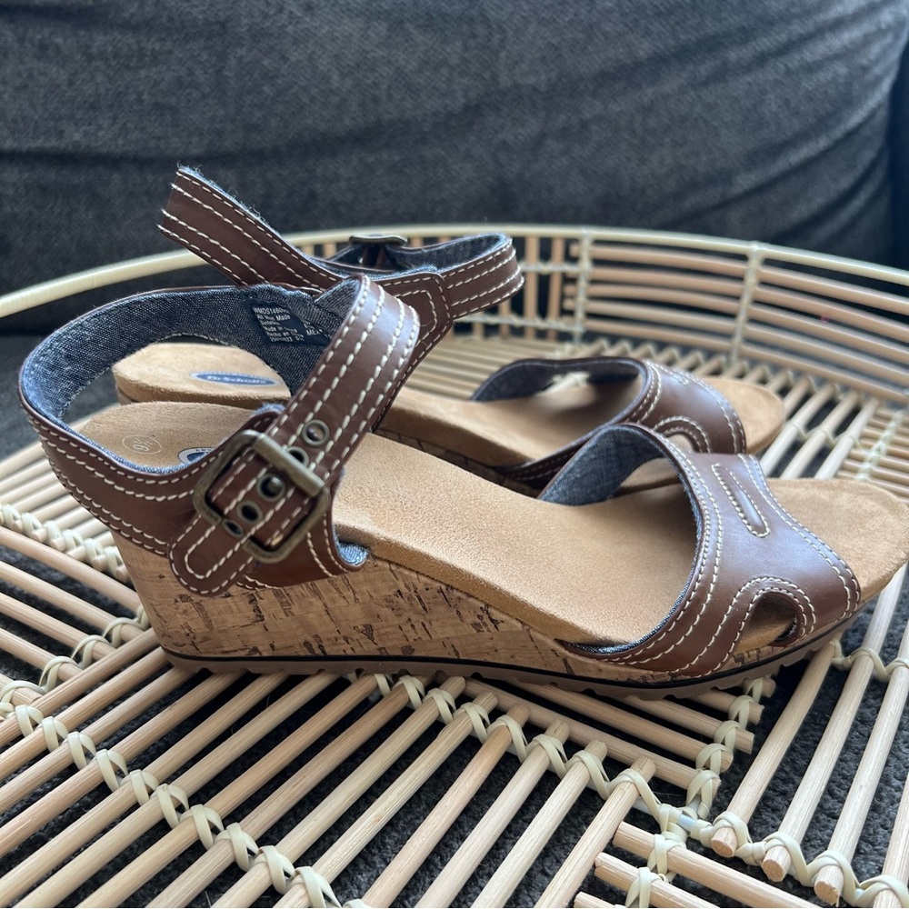 Dr Scholl’s Brown Wedge Sandals Sz 9.5 - Picture 4 of 10